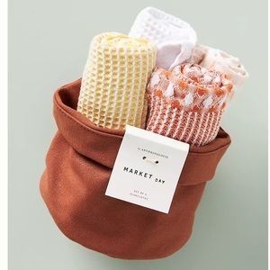NEW Anthropologie set of 4 dishcloths and cotton bag